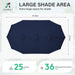 15Ft Large Patio Umbrella with Base, Outdoor Rectangle Umbrella Double-Sided Market Umbrella with Stand for Pool, Deck, Backyard and Garden, Navy