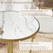 31.5" Circle Tulip Table with Sintered Stone Tabletop, Gold Edge & Pedestal | Modern round Dining Table, Leisure Bistro Table for Kitchen, Small Places, Living Room, Cafe, Restaurant (Snow Peak Marble)