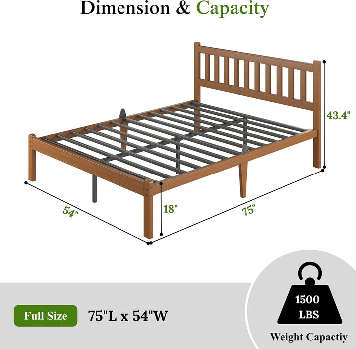 Bamboo Full Bed Frame with Headboard, Mission Style Bedroom