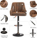 Bar Stools Set of 4, Adjustable Barstools, Counter Height Stools with Back and Arm, Kitchen Island Stools, Swivel PU Chairs for Pub, Dining Room, Industrial Style, Dark Brown