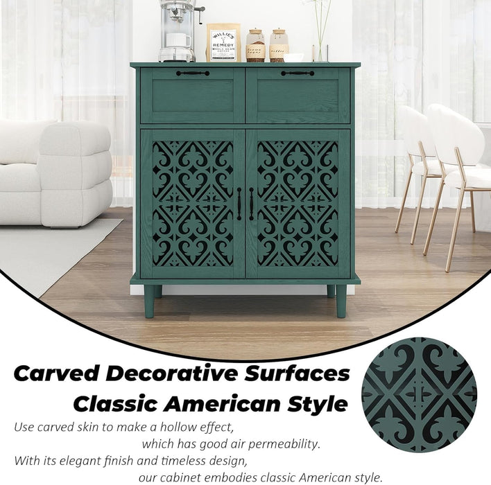Farmhouse Buffet Cabinet, 2 Door 2 Drawer Sideboard Storage Cabinet