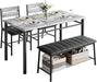 Dining Table Set for 4, Kitchen Table with Upholstered Bench and 2 Chairs, Kitchen Table and Chairs Set for Small Space, Apartment, Grey