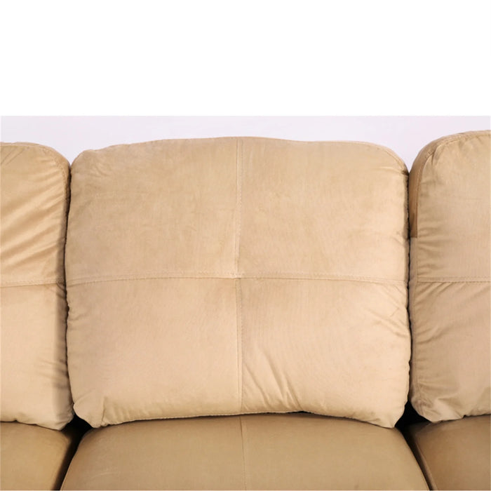 Lint&Pvc L Shaped Sectional Sofa, Sectional Couch Sofa, Modern Living Room Furniture Sets, Beige and Brown(No Ottoman)