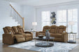 Wolfridge Contemporary Faux Leather Power Reclining Sofa with Drop down Table, LED Lights, Electrical Outlet, Wireless Charging, USB Ports and Cup Holders, Light Brown