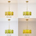 16" Tiffany Stained Glass Chandelier, Green Art Deco Light Fixture