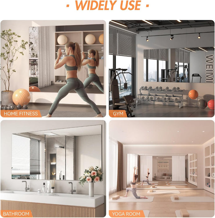 Home Gym Workout Mirror 72" L X 36" W-1Pc Large Full Length Mounted Full Body Frameless Mirror for Workout, Yoga, Garage, Bedroom, Dance