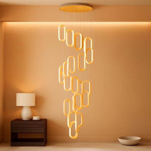 20 Ring Modern Chandelier Glam Chandelier LED Dimmable for Staircase Enterway Ceiling Chandeliers for Villa Foyer Living Room Gold
