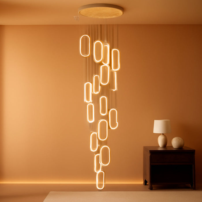 20 Ring Modern Chandelier Glam Chandelier LED Dimmable for Staircase Enterway Ceiling Chandeliers for Villa Foyer Living Room Gold