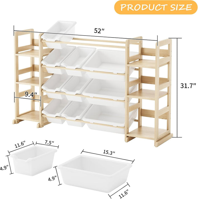 Extra Large Toy Storage Organizer, Dual Bookshelves, 12 Bins