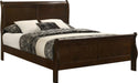 Home Furnishings - Louis Philippe - Wood - Queen Sleigh Bed with Curved Details, Slim Legs, Traditional Style, Geometric Form - Bedroom - Cappuccino - 202411Q