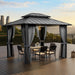 10X12Ft Hardtop Gazebo,Galvanized Steel Double Roof with Aluminum Frame,Outdoor Permanent Pavilion with Breathable Netting & Privacy Curtain for Patio,Backyard,Deck,Lawn,Gray