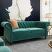 3-Piece Living Room Sectional Sofa Set, Green Velvet Couch Upholstered Sofa Modern Sofa Couches Set Style Button Tufted, Velvet Chesterfield Sofa for Living Room Apartment, 1+2+3 Seat Green