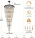 Large Black Chandelier Light Fixtures - 37 Lights, Modern Crystal Chandeliers for Hotel, Lobby, Foyer, Entrance Hall, Staircase