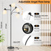 Floor Lamp for Living Room, Adjustable Head Standing Lamp with White Plastic Shade, Black Reading Floor Lamps for Dorm, Bulb Not Included