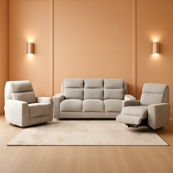 Rainwood Wall-Hugger Power Double Lay Flat Reclining Living Room Set, 3-Piece, Dove Gray