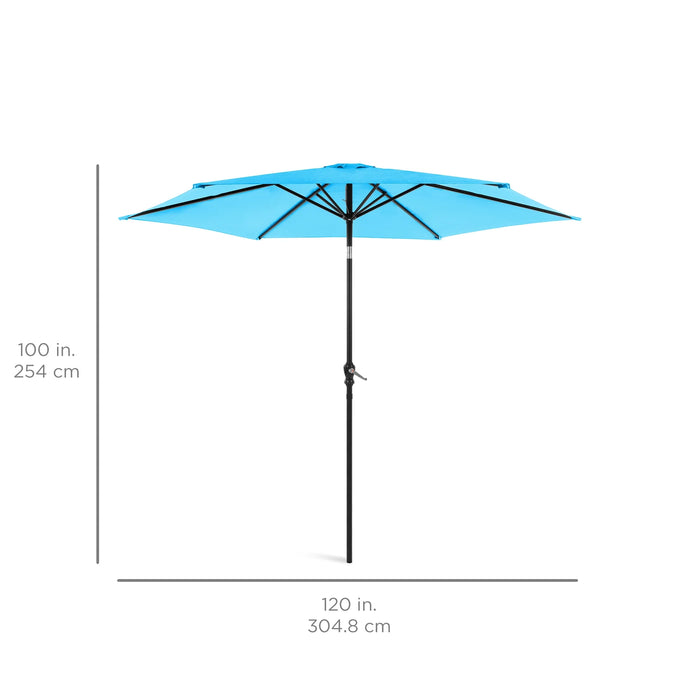 10Ft Outdoor Steel Market Patio Umbrella W/ Crank, Tilt Push Button, 6 Ribs - Sky Blue