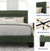 Queen Size Platform Bed Frame with Fabric Upholstered Headboard and Wooden Slats Support, Fully Upholstered Mattress Foundation/No Box Spring Needed/Easy Assembly, Green