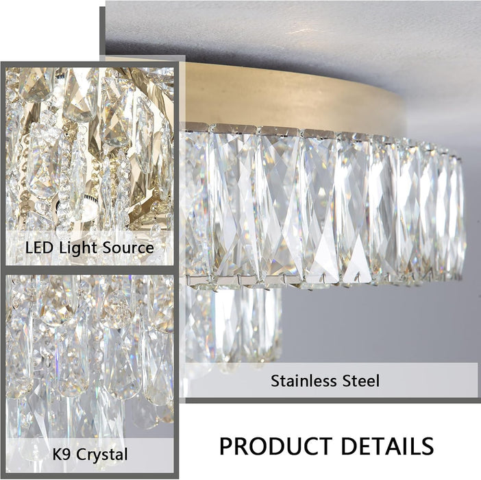 LED Crystal Chandelier With Remote Dimmable Lighting