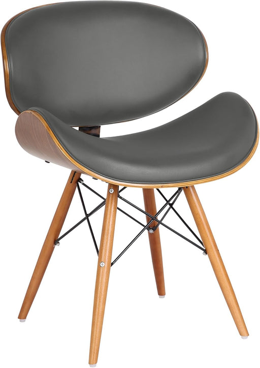 Cassie Dining Chair in Grey Faux Leather and Walnut Wood Finish, Gray/Walnut Finish, 20D X 21W X 31H In