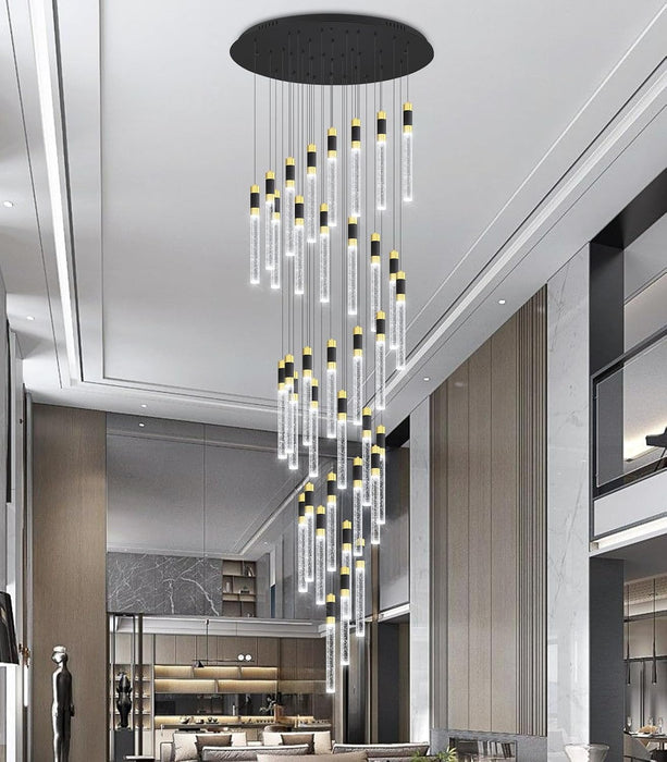 16 Foot High Ceiling Chandeliers for Living Room Entryway 32 Lights LED Lights Pendant Lighting with Dimmable Light Modern Crystal Ceiling Lights Dining Room Foyer Front Door Light