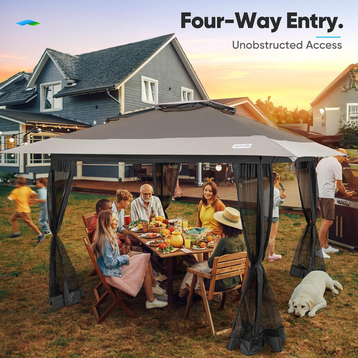 13'X13' Pop up Gazebo Canopy Tent, One Person Set up Portable Instant Folding Shelter, Outdoor Canopy Tent with Extra Shade for Backyard, Patio, Party