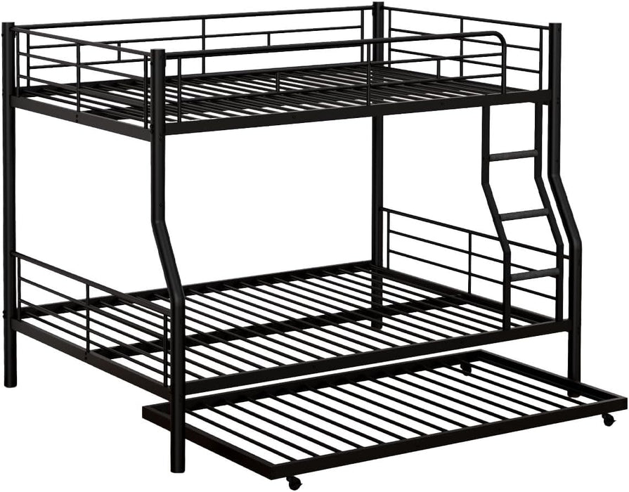 FullXL QueenSize BunkBed Trundle HeavyDuty NoBoxSpring Black