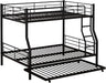 FullXL QueenSize BunkBed Trundle HeavyDuty NoBoxSpring Black