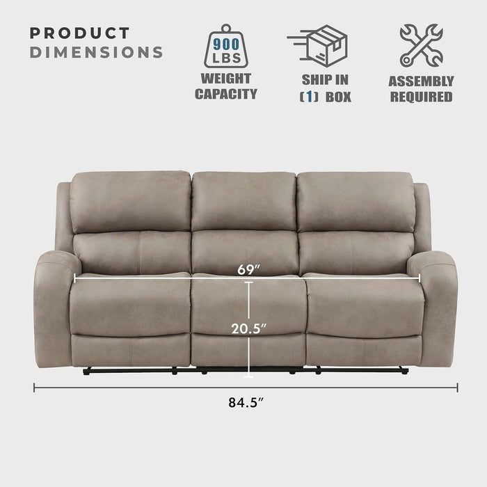 Recliner Couch, Wall Hugger Sofa Recliners, Home Theater Seating Dual Reclining Couch, Manual Recliner Couches for Living Room, Bedroom, Office, Apartment, 84.5'' Sofa Recliner, Brown
