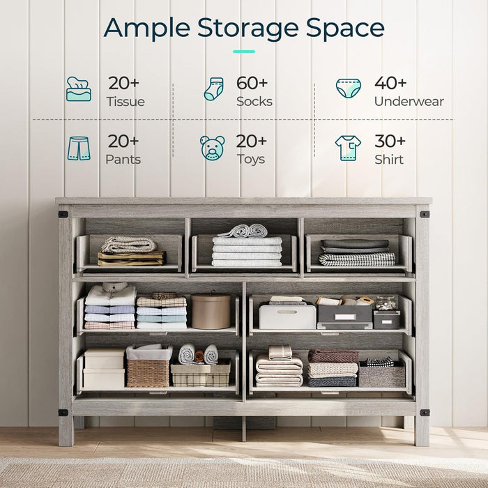 Farmhouse Dresser Featuring Seven Deep Drawers Grey