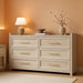 6 Drawer Dresser for Bedroom-56.4" Extra-Wide Wooden Chest of Drawers with Large Storage, Long Dresser TV Stand with Drawers, Farmhouse Closet Dressers for Nursery Living Room, Grey White Oak