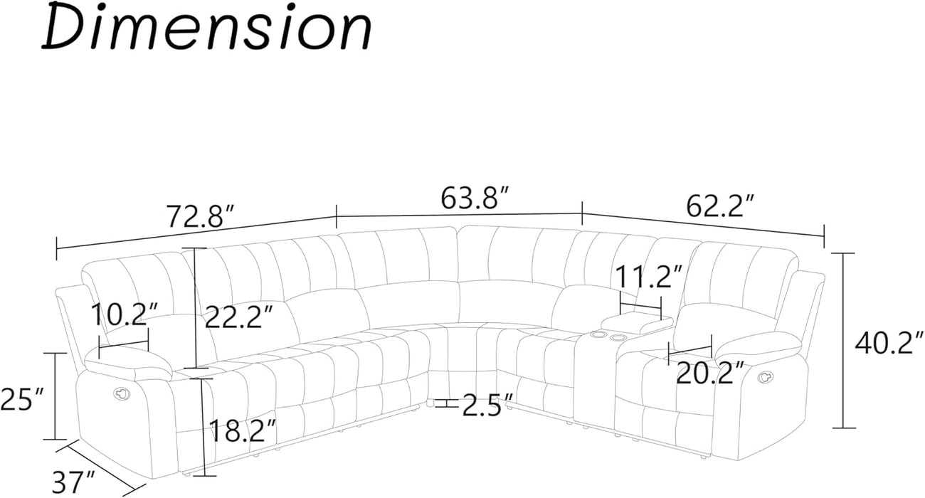 Power Reclining Sectional Sofa Set, L-Shaped Leather Sectional Couch for Living Room, Home Theater Seating with 4 Cup Holders, Modern Intelligent Recliner Sofa with Breathable Leather, Black