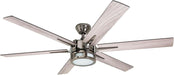 Ceiling Fans Kaliza Modern 56 Inch Ceiling Fan with Light, Remote Control Fan, LED Indoor Fan with 6 Blades, Black Pine and Pewter Blade Finish Options, Matte Nickel (51626-01)