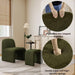 Green Chenille Upholstered Accent Chair with Ottoman Set, Modern Armless Chair Side Chairs for Living Room, Bedroom, Small Space, Reception Room, No Assembly Required