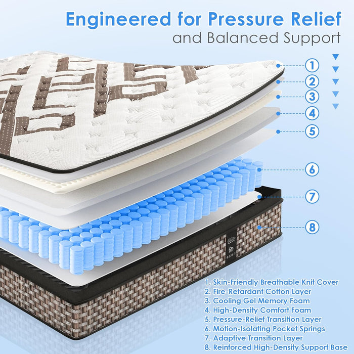 Queen Mattress 12 Inch, Hybrid Mattress, Medium Firm for Back Support