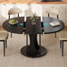 59" Extendable round Dining Table for 6-8, Kitchen Table with Sturdy Double Arc Base & Backboard Clasp Desktop, Mid-Century Modern Dinner Table, Kitchen Dining Room, Space Saving, Black