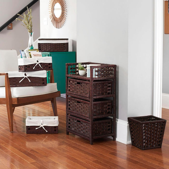 Woven 3 Drawer Chest with Cutout Handles