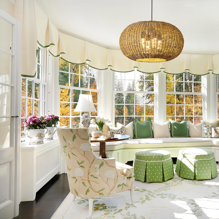22In Rattan Chandelier Pendant Light Farmhouse Ceiling