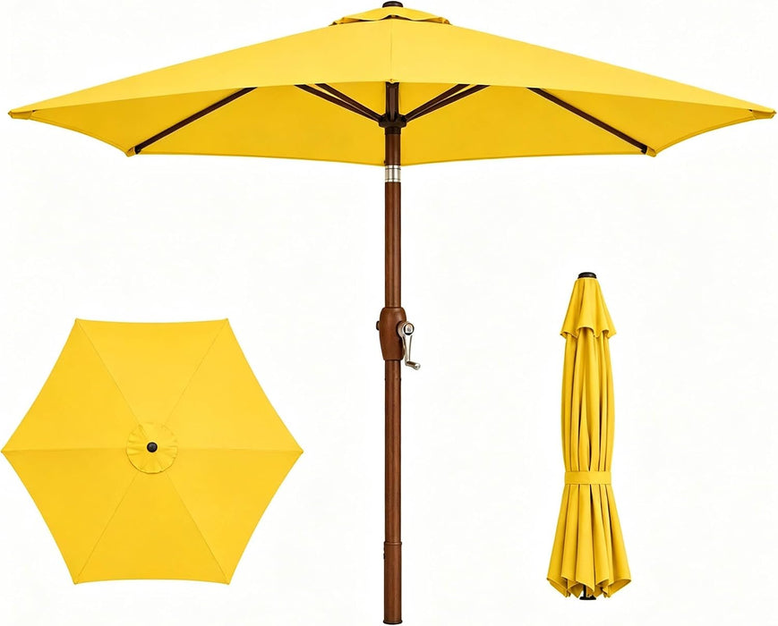 7.5Ft Patio Umbrella, Outdoor Table Market Umbrella with Smooth Crank Lift, 6 Windproof Fiberglass Ribs, UPF50+ UV Protection for Deck, Pool, Garden and Backyard