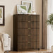 Walnut Dresser for Bedroom, Tall Dresser with 5 Drawers and Smooth Slides, Modern Chest of Drawers with Golden Handles for Bedroom, Living Room, Closet, 15.7" D X 31.5" W X 47.2" H