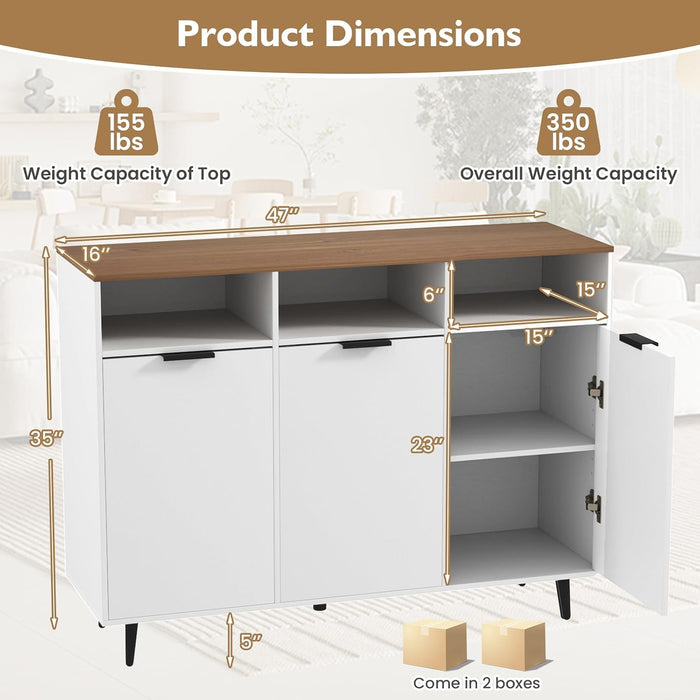 Sideboard Cabinet, 47" Kitchen Buffet Cabinet W/Storage Compartment