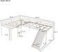 L-Shaped Twin Size Loft Bed with Ladder