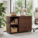39-Inch Walnut Rolling File Cabinet With Compartments