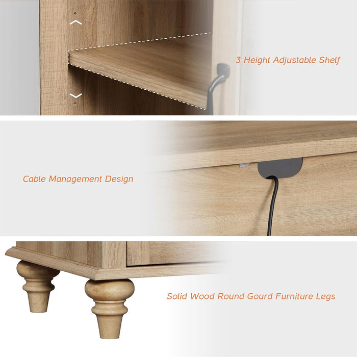 Distressed Oak 56Inch Executive Desk With ChargingStation