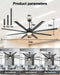 72 Inch Large Industrial Ceiling Fan with Light and Remote-8 Aluminium Blades Ceiling Fan with Energy Efficient DC Motor,Reversible Airflow-Ideal for Living Room,Patio,Garage,And Commercial Spaces