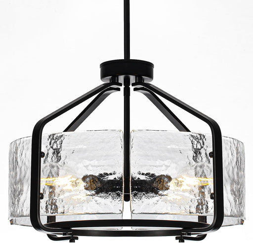 17.7 Inch Black Glass Drum Chandelier Contemporary