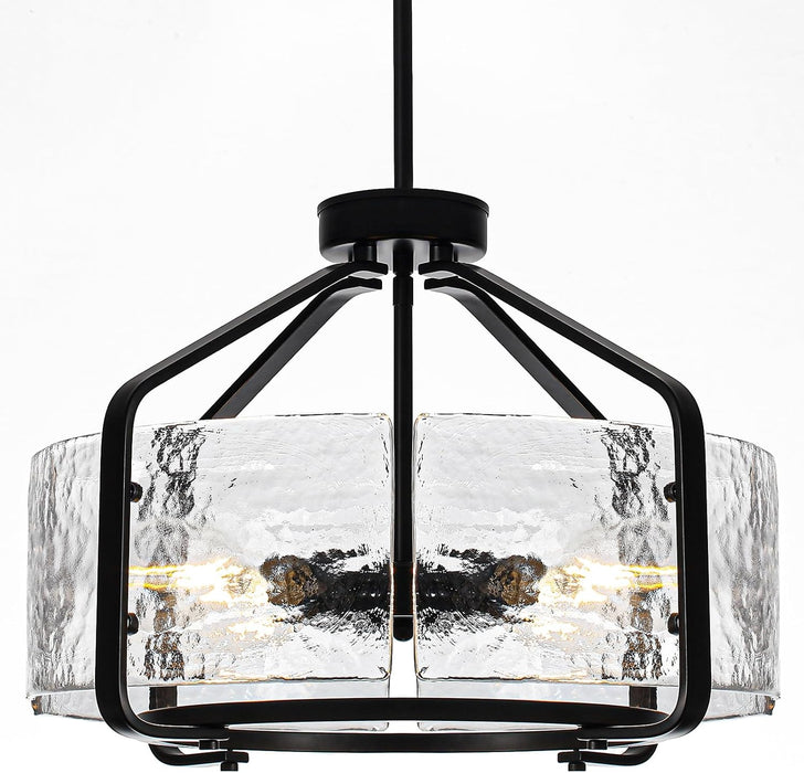 17.7 Inch Black Glass Drum Chandelier Contemporary