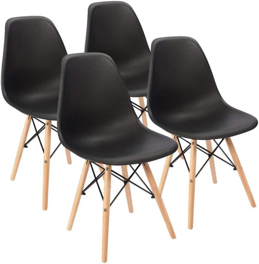 Pre Assembled Modern Style Dining Chair Mid Century Modern DSW Chair, Shell Lounge Plastic Chair for Kitchen, Dining,Bedroom, Living Room Side Chairs Set of 4 (Black)