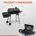 Charcoal Grill with Offset Smoker, Barrel Barbecue Smoker Grill with Spacious Cooking Area for BBQ, Backyard Patio Picnic Parties Camping, Black