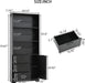 6-Tier Bookshelf with Door and 3 Drawers, 71" Tall Bookcase with 3-Tier Open Shelves, Wooden Book Shelf with Storage Cabinet for Home Office, Living Room, Bedroom, White (Black Bookcase) | with 3-Tier Open Shelves, Wooden Book Shelf with Storage Cabinet for Home Office, Living Room, Bedroom, Black