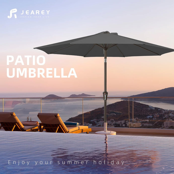 9FT Outdoor Patio Umbrella, Market Umbrella, Dark Gray